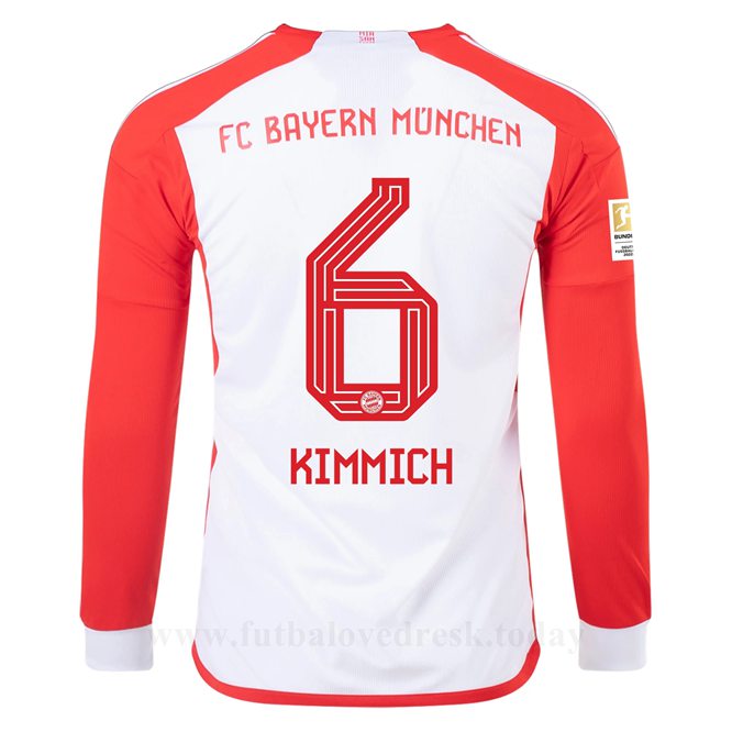 Lacné Futbalove Dresy Bayern Munich KIMMICH #6 Dlouhý Rukáv Domáci Dres 2023-24