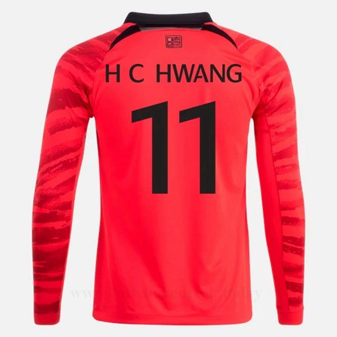 Lacné Futbalove Dresy Južná Kórea H C HWANG #11 Dlouhý Rukáv Domáci Dres Majstrovstvá sveta 2022