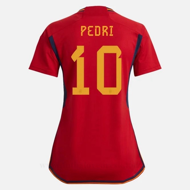 Lacné Futbalove Dresy Dámské Španielsko PEDRI #10 Domáci Dres Majstrovstvá sveta 2022